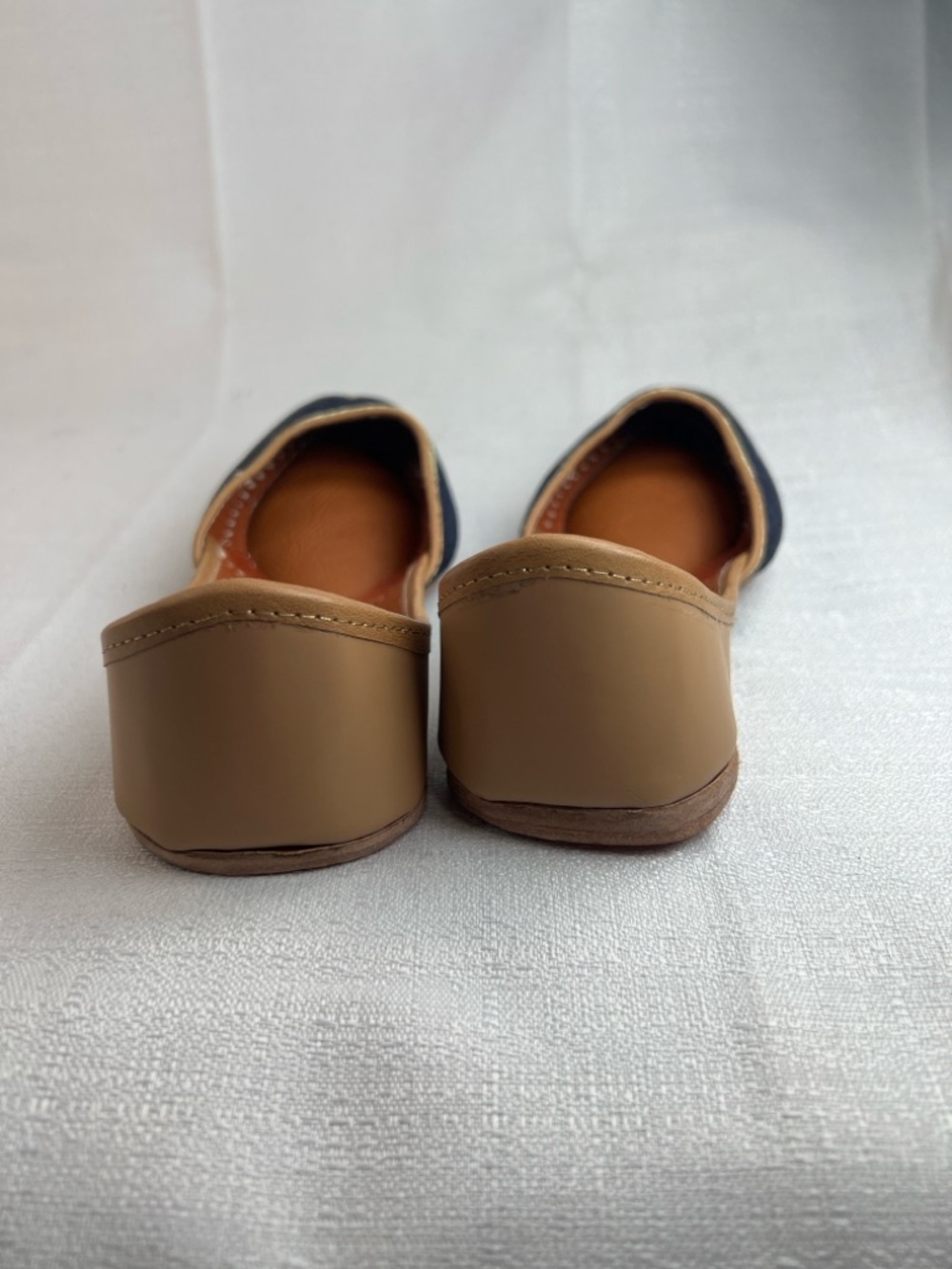 Grayson Monae, boho denim flats handcrafted, all genuine leather - Picture 5 of 8